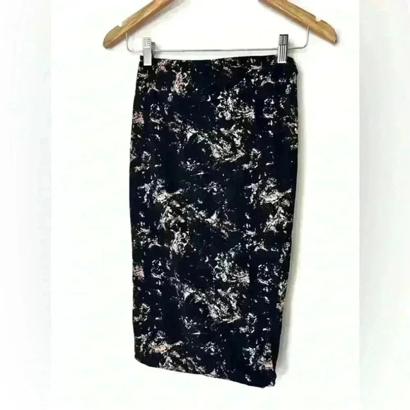 H&M Basic Womens Black Brown Tie Dye  Cotton Midi Pencil Grunge Punk Skirt XS - Picture 1 of 7